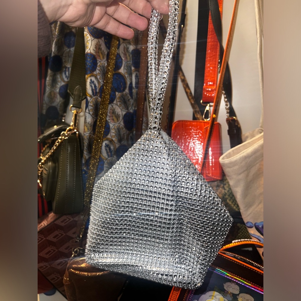 Silver shiny evening bag. Never used.